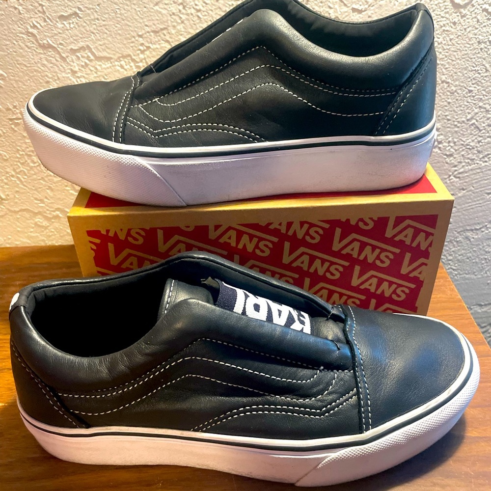 Vans x Karl Lagerfield. Women’s Size 7.5. Slip On. Leather Platform Sneaker.
